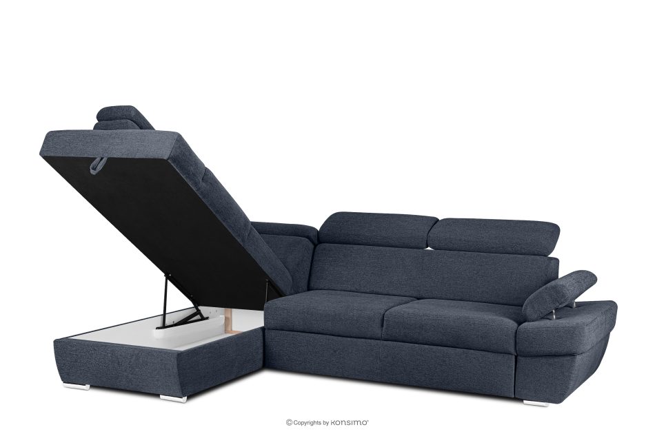 RATLO Ecksofa links mit Schlaffunktion und Bettzeugcontainer in dunkelblau dunkelblau - Foto 3