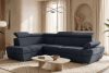 RATLO Ecksofa links mit Schlaffunktion und Bettzeugcontainer in dunkelblau dunkelblau - Foto 2