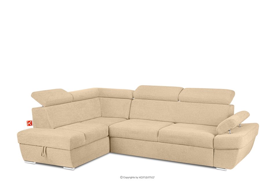 RATLO Ecksofa links mit Schlaffunktion und Bettzeugcontainer in ecrufarben ecru - Foto 2