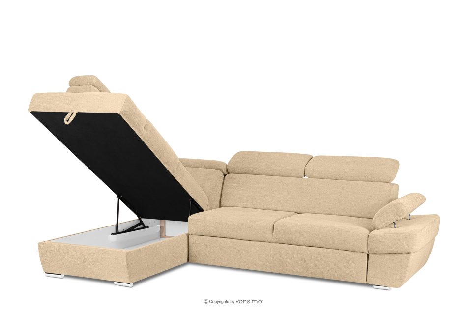 RATLO Ecksofa links mit Schlaffunktion und Bettzeugcontainer in ecrufarben ecru - Foto 3