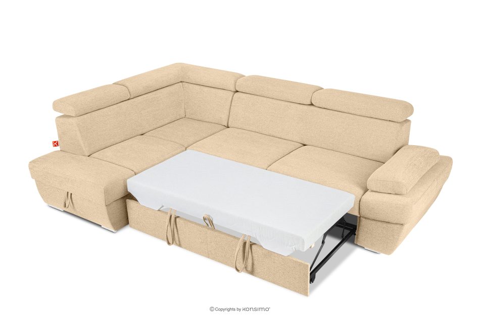 RATLO Ecksofa links mit Schlaffunktion und Bettzeugcontainer in ecrufarben ecru - Foto 5