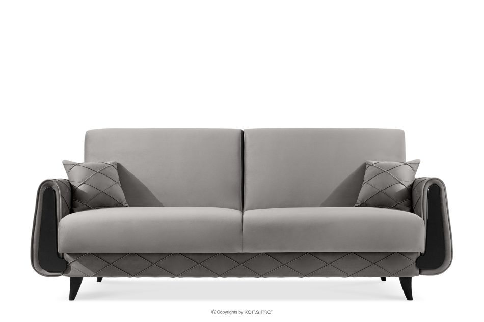 GUSTAVO III Dreisitzer-Sofa in Stoff Velours ausziehbar hellgrau hellgrau - Foto 0