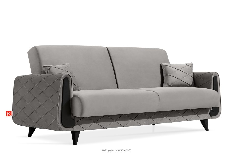 GUSTAVO III Dreisitzer-Sofa in Stoff Velours ausziehbar hellgrau hellgrau - Foto 2