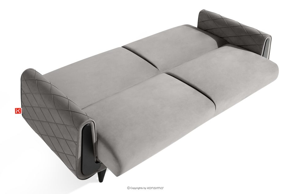 GUSTAVO III Dreisitzer-Sofa in Stoff Velours ausziehbar hellgrau hellgrau - Foto 4