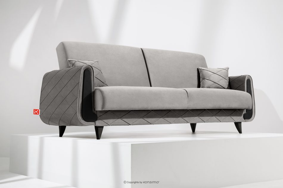 GUSTAVO III Dreisitzer-Sofa in Stoff Velours ausziehbar hellgrau hellgrau - Foto 1