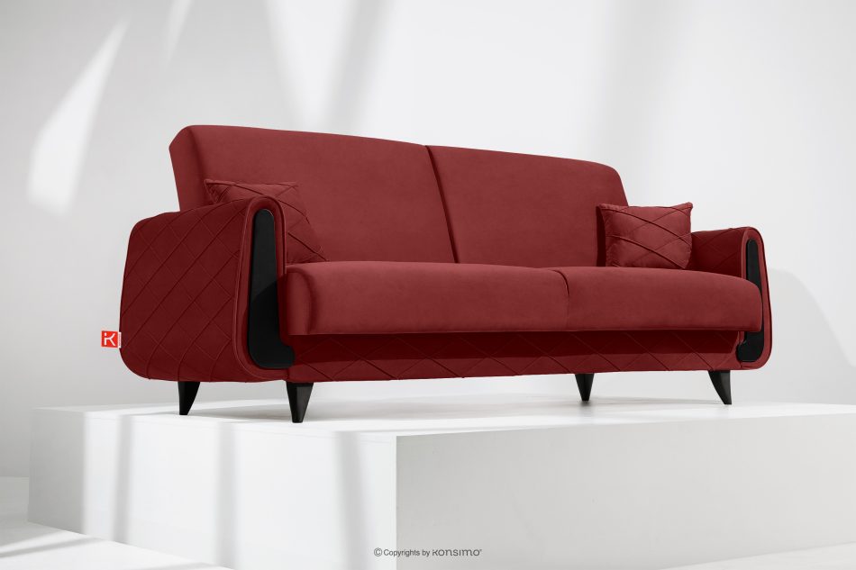 GUSTAVO III Dreisitzer-Sofa in Stoff Velours ausziehbar kastanienbraun kastanienbraun - Foto 1