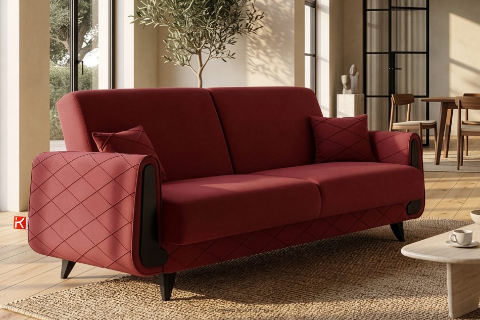 GUSTAVO III Dreisitzer-Sofa in Stoff Velours ausziehbar kastanienbraun kastanienbraun - Foto 11