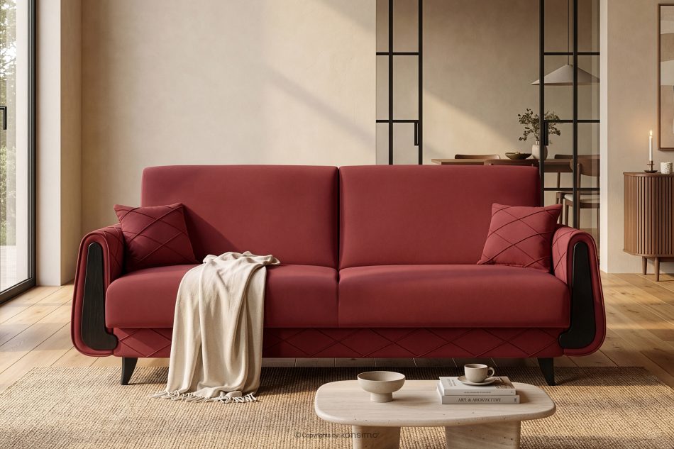 GUSTAVO III Dreisitzer-Sofa in Stoff Velours ausziehbar kastanienbraun kastanienbraun - Foto 13