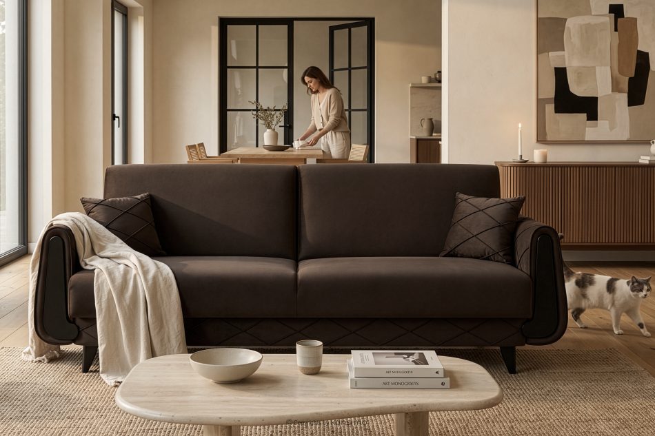 GUSTAVO III Schlafsofa eleganter Velours braun braun - Foto 13