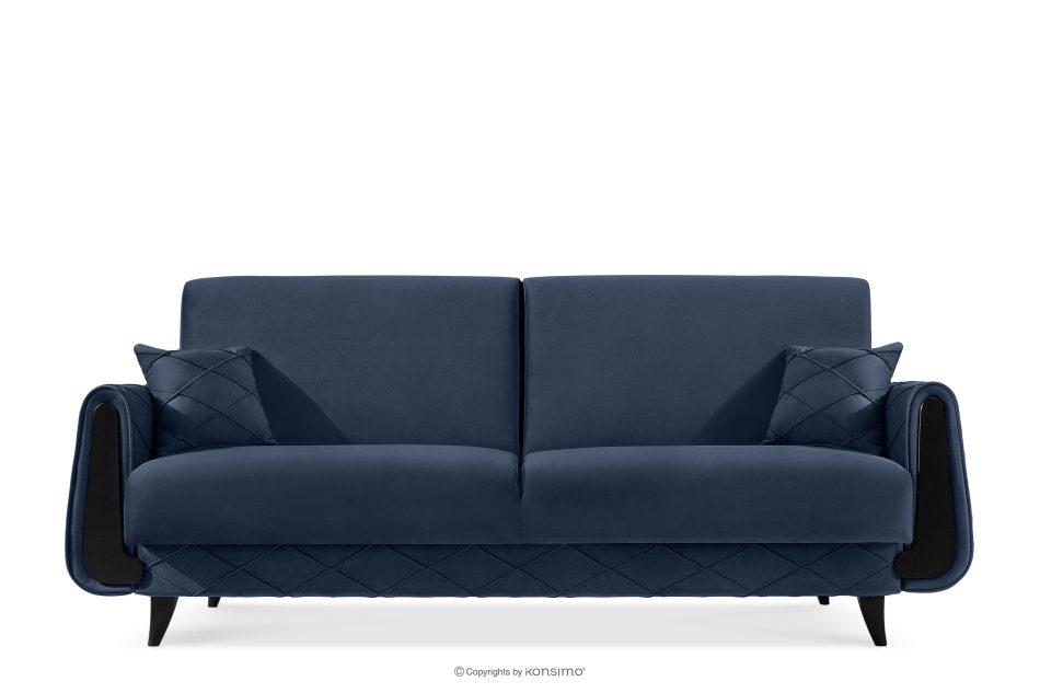 GUSTAVO III Dreisitzer-Sofa in Stoff Velours ausziehbar navy blau marineblau - Foto 0