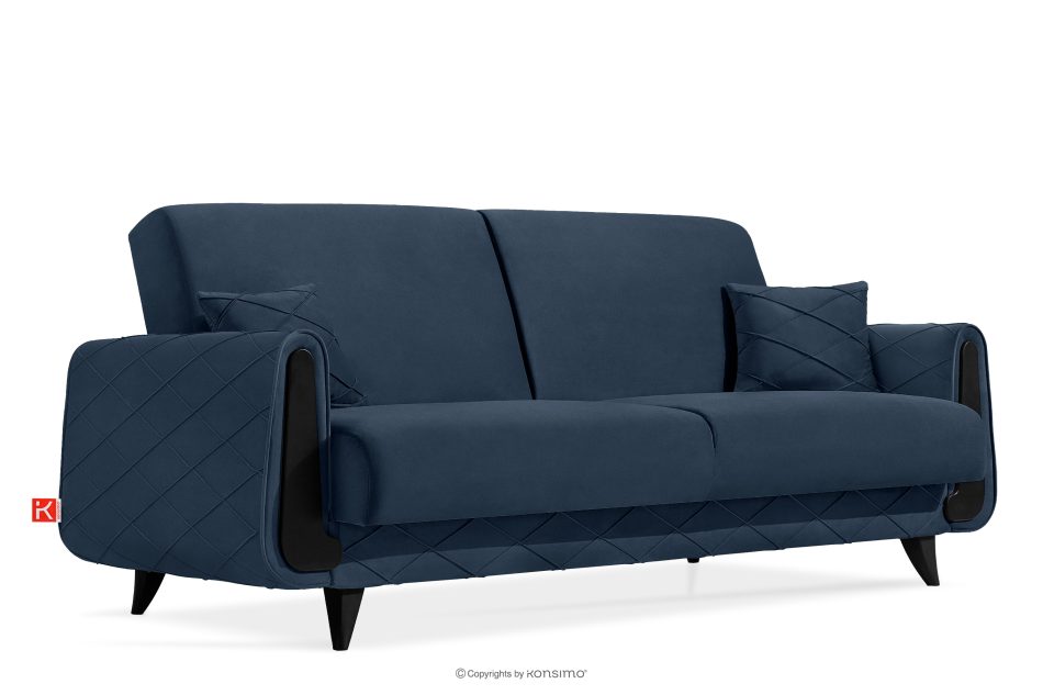GUSTAVO III Dreisitzer-Sofa in Stoff Velours ausziehbar navy blau marineblau - Foto 2