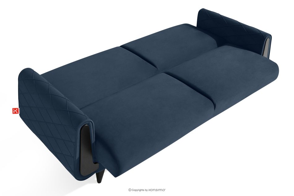 GUSTAVO III Dreisitzer-Sofa in Stoff Velours ausziehbar navy blau marineblau - Foto 4