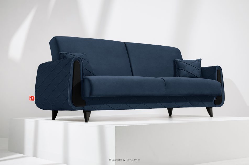 GUSTAVO III Dreisitzer-Sofa in Stoff Velours ausziehbar navy blau marineblau - Foto 1