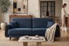 GUSTAVO III Dreisitzer-Sofa in Stoff Velours ausziehbar navy blau marineblau - Foto 14