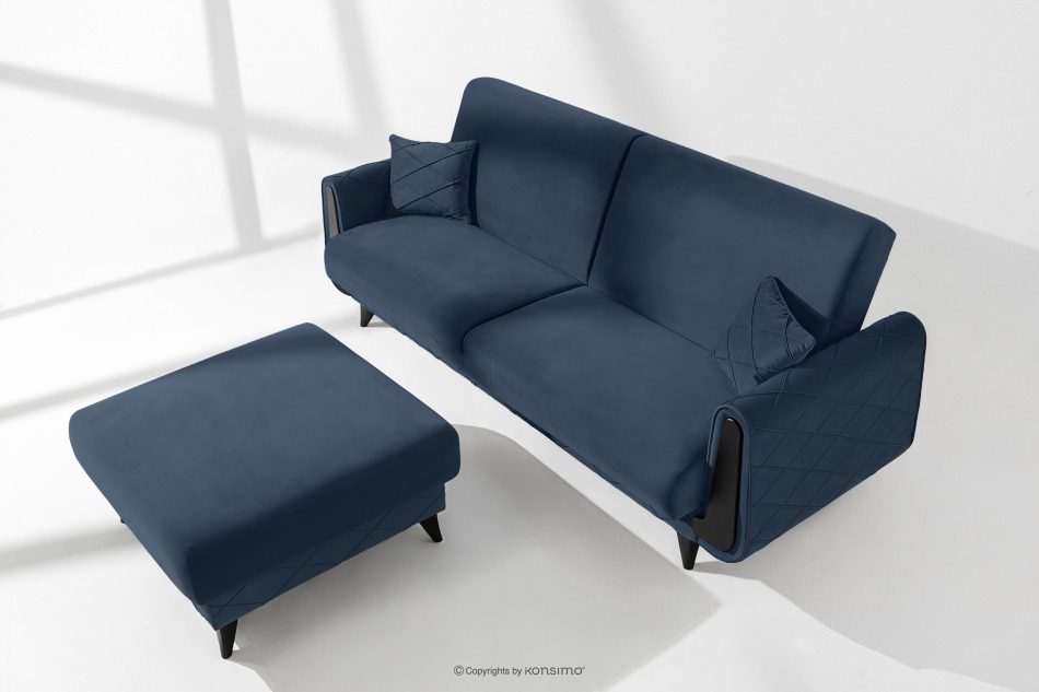 GUSTAVO III Dreisitzer-Sofa in Stoff Velours ausziehbar navy blau marineblau - Foto 14
