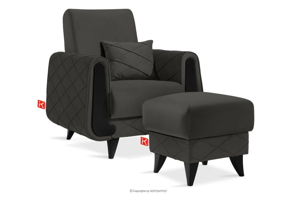GUSTAVO III Velours Sessel elegant anthrazit anthrazit - Foto 9