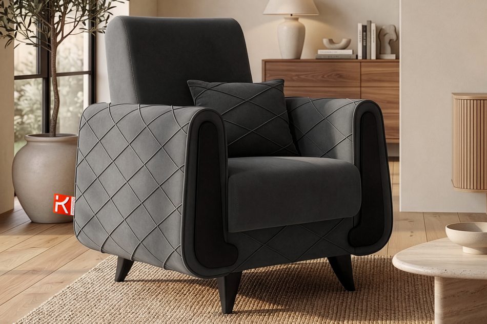 GUSTAVO III Velours Sessel elegant anthrazit anthrazit - Foto 10