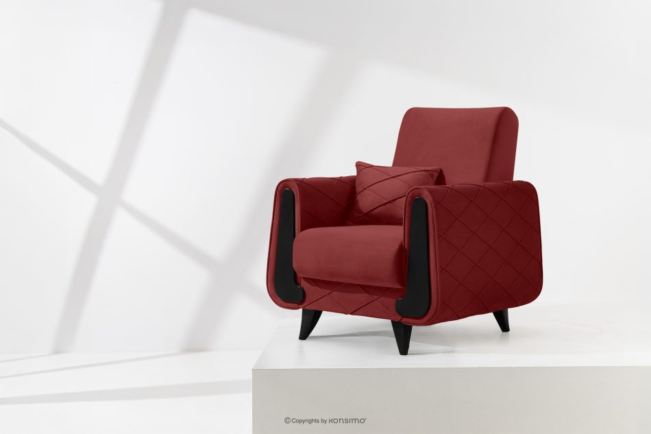 GUSTAVO III Sessel Velours elegant burgunderrot kastanienbraun - Foto 1