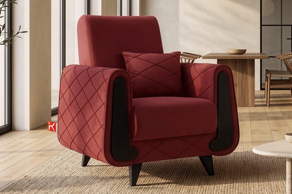 GUSTAVO III Sessel Velours elegant burgunderrot kastanienbraun - Foto 10