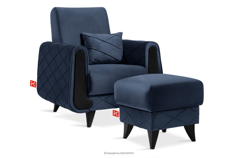 GUSTAVO III Sessel Velours elegant navy blau marineblau - Foto 9