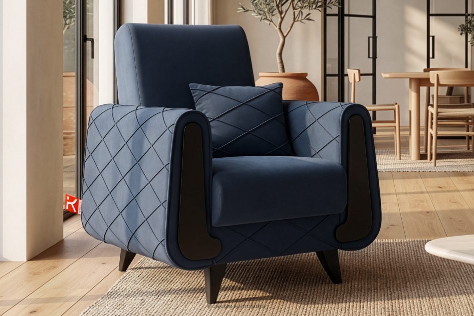 GUSTAVO III Sessel Velours elegant navy blau marineblau - Foto 10