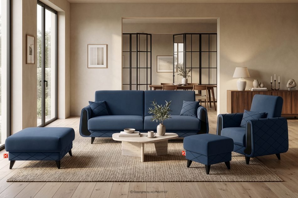 GUSTAVO III Sessel Velours elegant navy blau marineblau - Foto 11