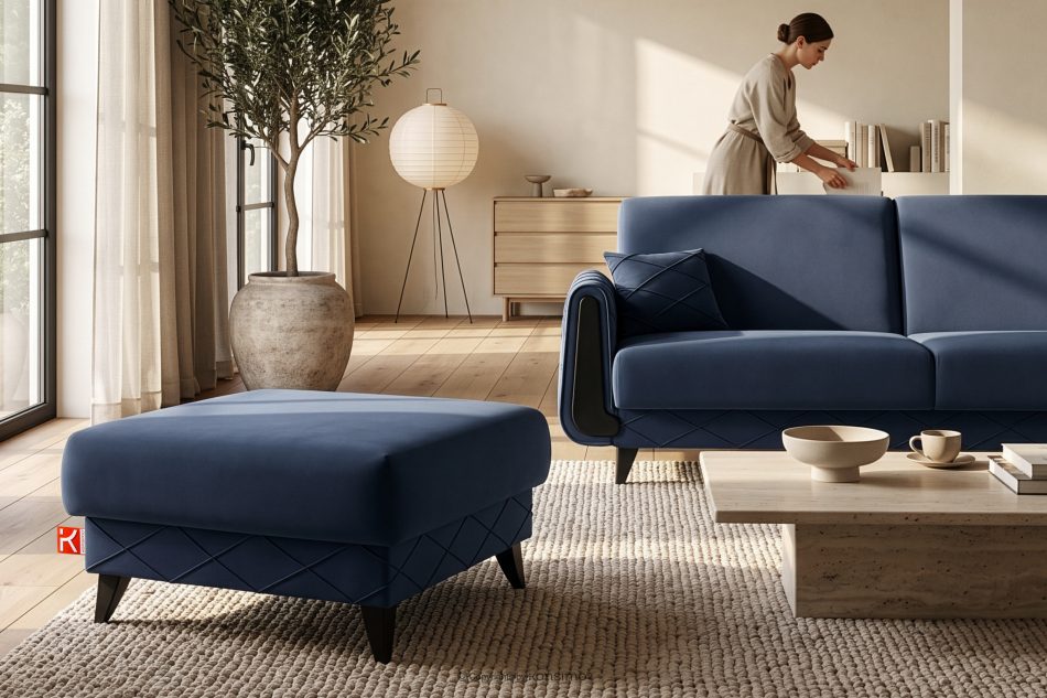 GUSTAVO III Sitzhocker elegant navy blau marineblau - Foto 9