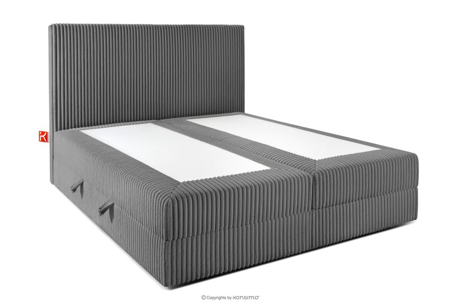 STRIX PRO Boxspringbett mittelhart 140 cm Doppelmatratze + HR-Topper Cordstoff grau grau - Foto 3