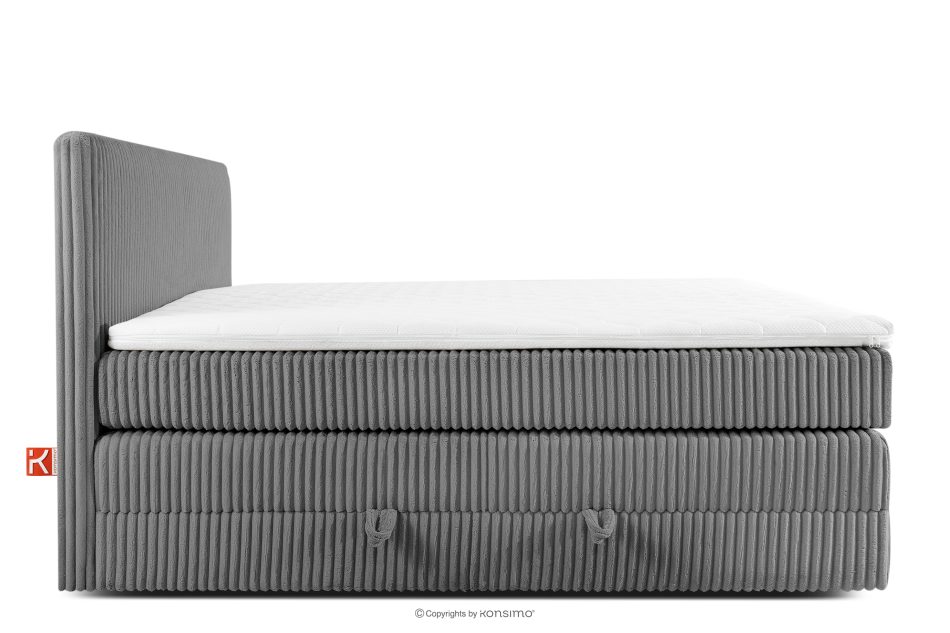 STRIX PRO Boxspringbett mittelhart 140 cm Doppelmatratze + HR-Topper Cordstoff grau grau - Foto 5