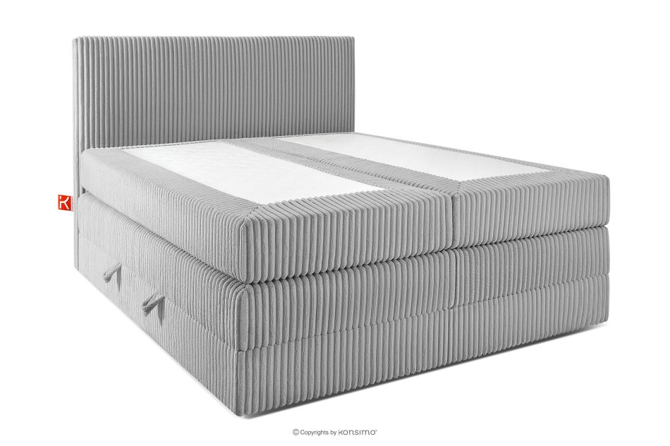 STRIX PRO Boxspringbett mittelhart 140 cm Doppelmatratze + HR-Topper Cordstoff hellgrau hellgrau - Foto 2