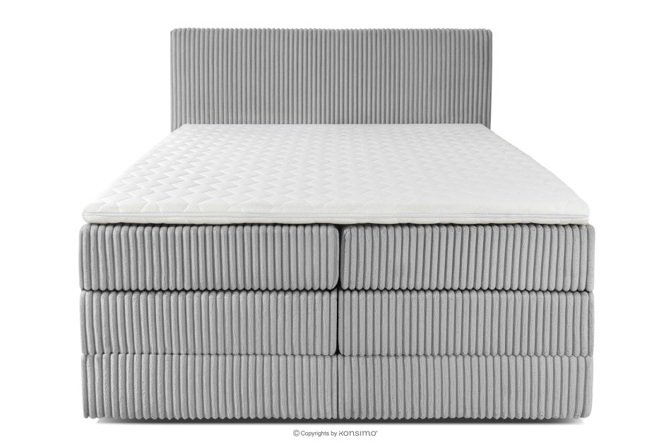 STRIX PRO Boxspringbett mittelhart 140 cm Doppelmatratze + HR-Topper Cordstoff hellgrau hellgrau - Foto 4