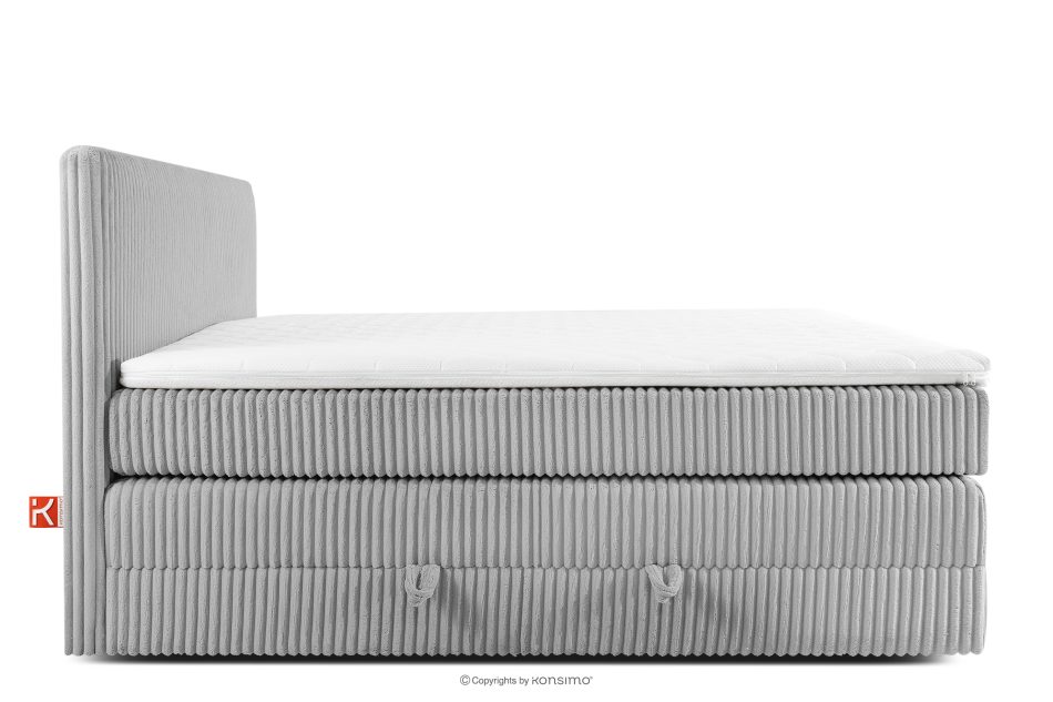 STRIX PRO Boxspringbett mittelhart 140 cm Doppelmatratze + HR-Topper Cordstoff hellgrau hellgrau - Foto 5