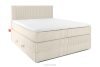 Boxspringbett mittelhart 140 cm Doppelmatratze + HR-Topper Cordstoff weiß/ecru
