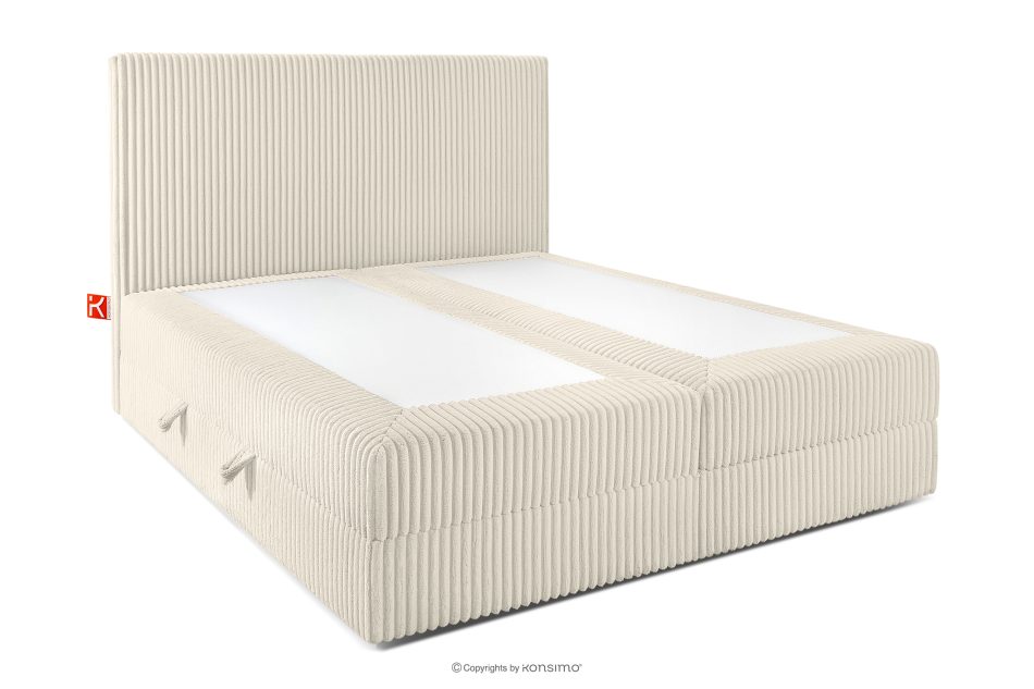 STRIX PRO Boxspringbett mittelhart 140 cm Doppelmatratze + HR-Topper Cordstoff weiß/ecru weiß/ecru - Foto 3