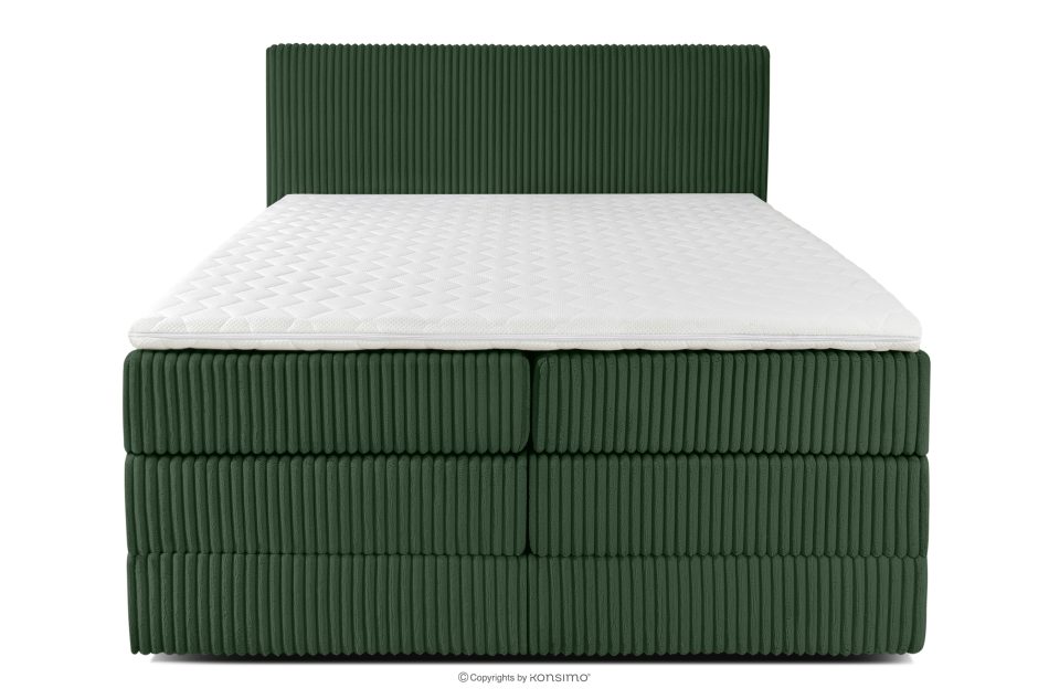 STRIX PRO Boxspringbett mittelhart 140 cm Doppelmatratze + HR-Topper Cordstoff dunkelgrün dunkelgrün - Foto 4