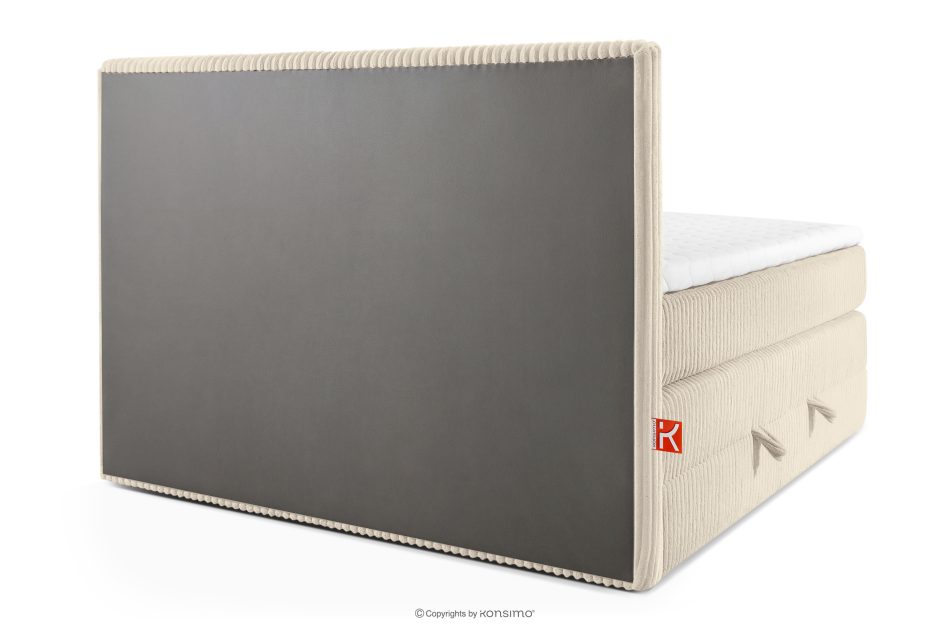 STRIX PRO Boxspringbett mittelhart 140 cm Doppelmatratze + HR-Topper Cordstoff beige beige - Foto 6