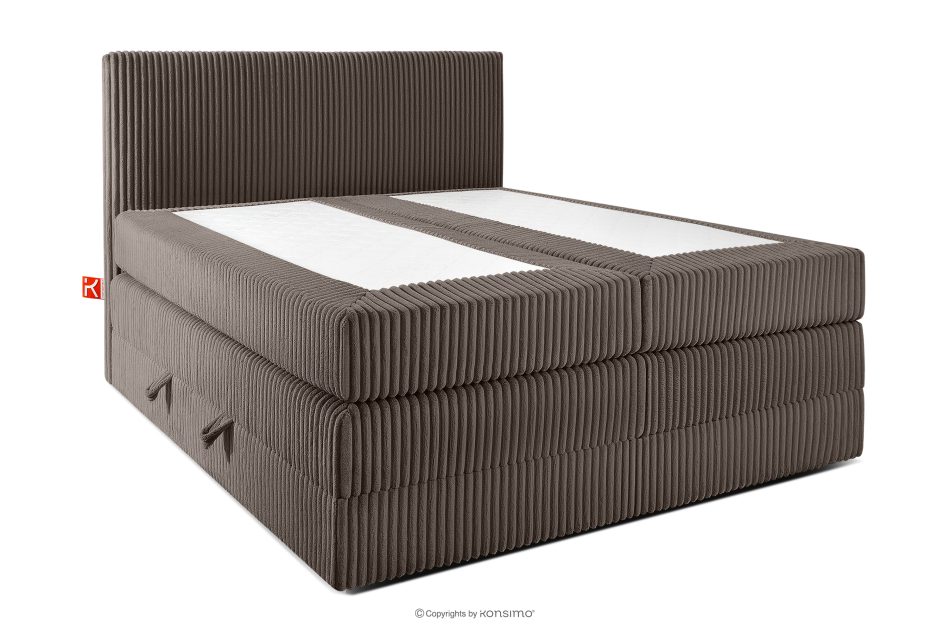 STRIX PRO Boxspringbett mittelhart 140 cm Doppelmatratze + HR-Topper Cordstoff in Braun braun - Foto 2