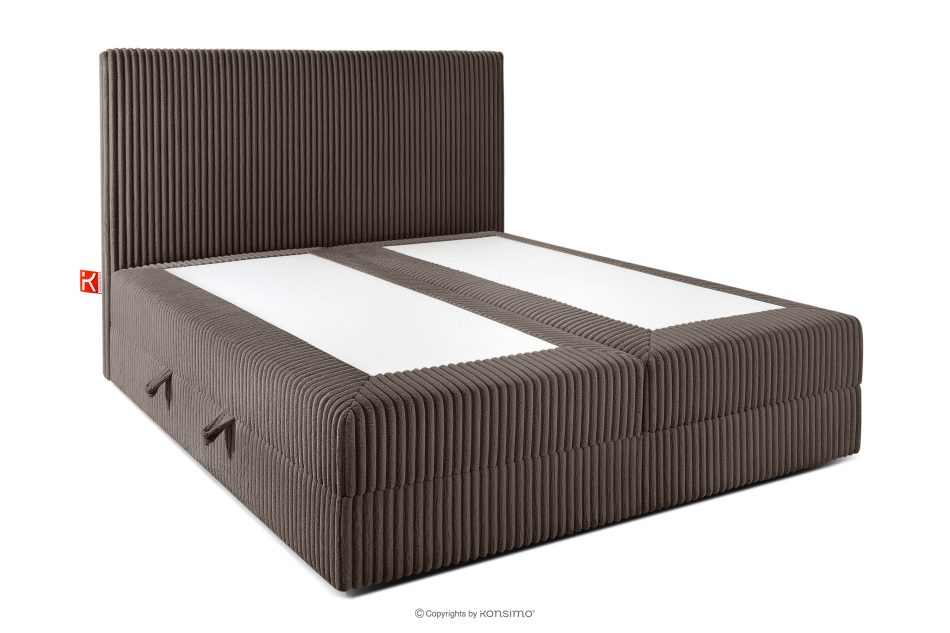 STRIX PRO Boxspringbett mittelhart 140 cm Doppelmatratze + HR-Topper Cordstoff in Braun braun - Foto 3