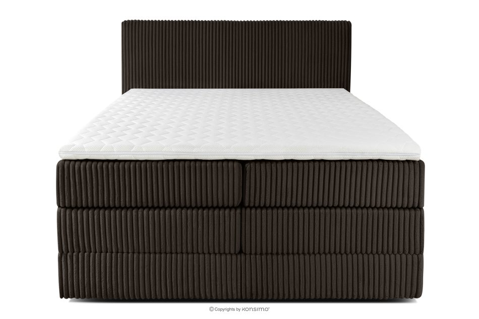 STRIX PRO Boxspringbett mittelhart 140 cm Doppelmatratze + HR-Topper Cordstoff in Dunkelbraun dunkelbraun - Foto 4