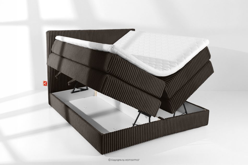 STRIX PRO Boxspringbett mittelhart 140 cm Doppelmatratze + HR-Topper Cordstoff in Dunkelbraun dunkelbraun - Foto 7