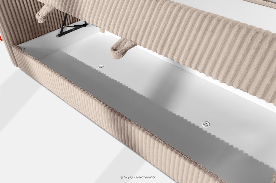 STRIX PRO Boxspringbett mittelhart 140 cm Doppelmatratze + HR-Topper Cordstoff in Taupe taupe - Foto 12