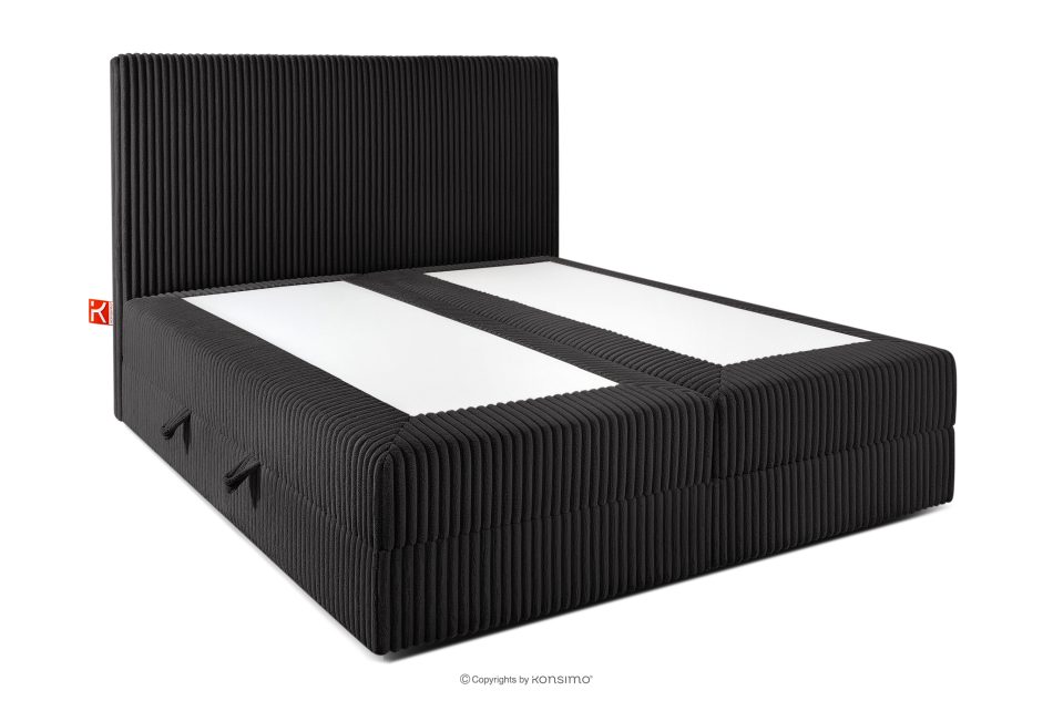 STRIX PRO Boxspringbett mittelhart 140 cm Doppelmatratze + Visco-Topper Cordstoff schwarz schwarz - Foto 3