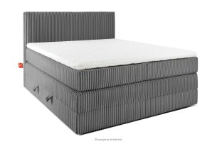 STRIX PRO, https://konsimo.de/kollektion/strix-pro/ Boxspringbett mittelhart 140 cm Doppelmatratze + Visco-Topper Cordstoff grau grau - Foto