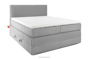STRIX PRO, https://konsimo.de/kollektion/strix-pro/ Boxspringbett mittelhart 140 cm Doppelmatratze + Visco-Topper Cordstoff hellgrau hellgrau - Foto