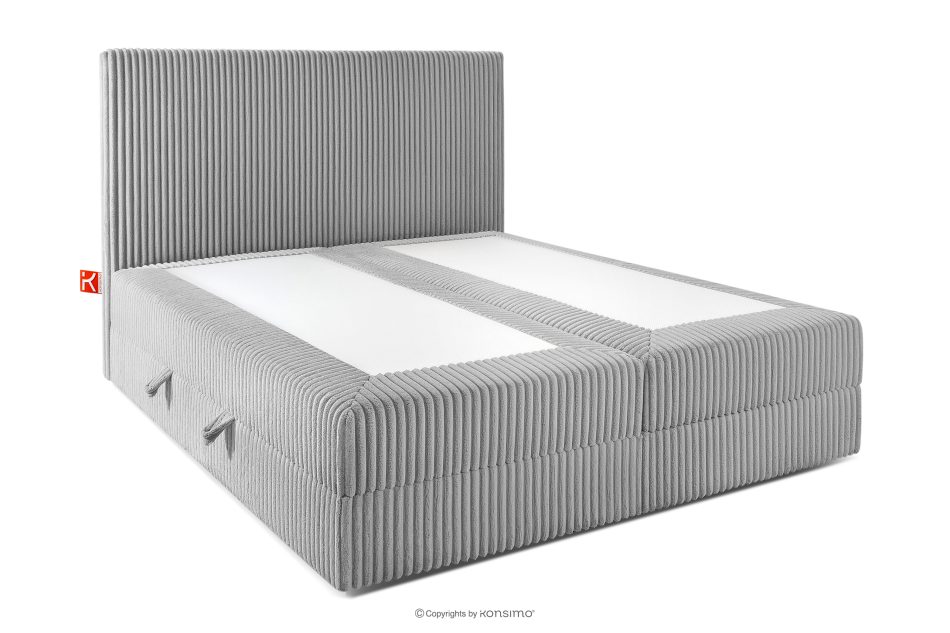 STRIX PRO Boxspringbett mittelhart 140 cm Doppelmatratze + Visco-Topper Cordstoff hellgrau hellgrau - Foto 3