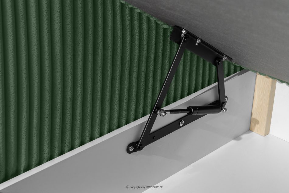 STRIX PRO Boxspringbett mittelhart 140 cm Doppelmatratze + Visco-Topper Cordstoff in Dunkelgrün dunkelgrün - Foto 14