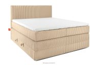 Boxspringbett mittelhart 140 cm Doppelmatratze + Visco-Topper Cordstoff in Sandfarbe