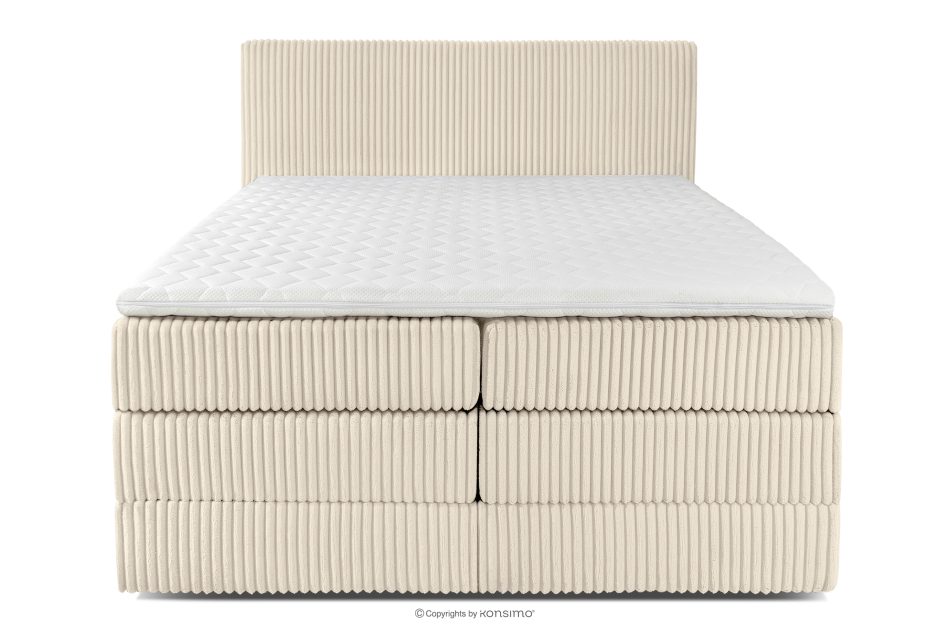 STRIX PRO Boxspringbett mittelhart 140 cm Doppelmatratze + Visco-Topper Cordstoff beige beige - Foto 4