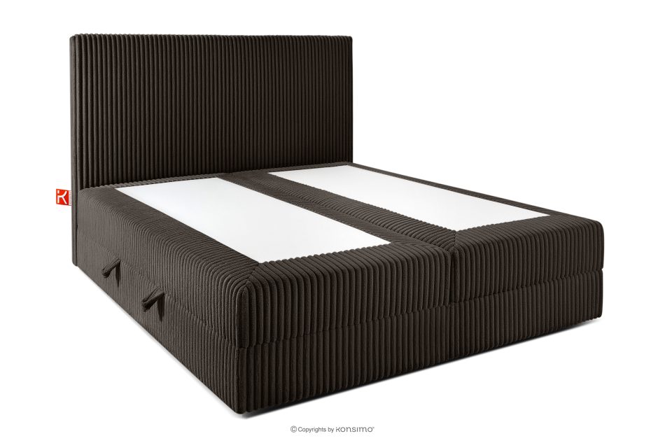 STRIX PRO Boxspringbett mittelhart 140 cm Doppelmatratze + Visco-Topper Cordstoff in Dunkelbraun dunkelbraun - Foto 3