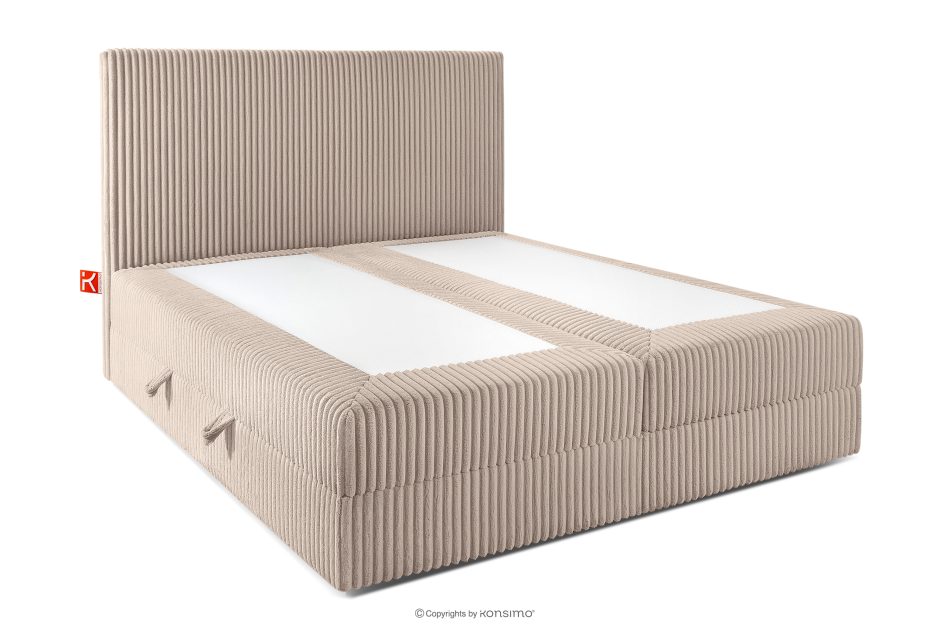 STRIX PRO Boxspringbett mittelhart 140 cm Doppelmatratze + Visco-Topper Cordstoff in Taupe taupe - Foto 3